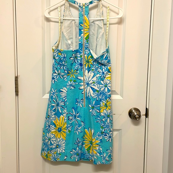 Lilly Pulitzer turquoise flowered dress, size 4 - Picture 2 of 5